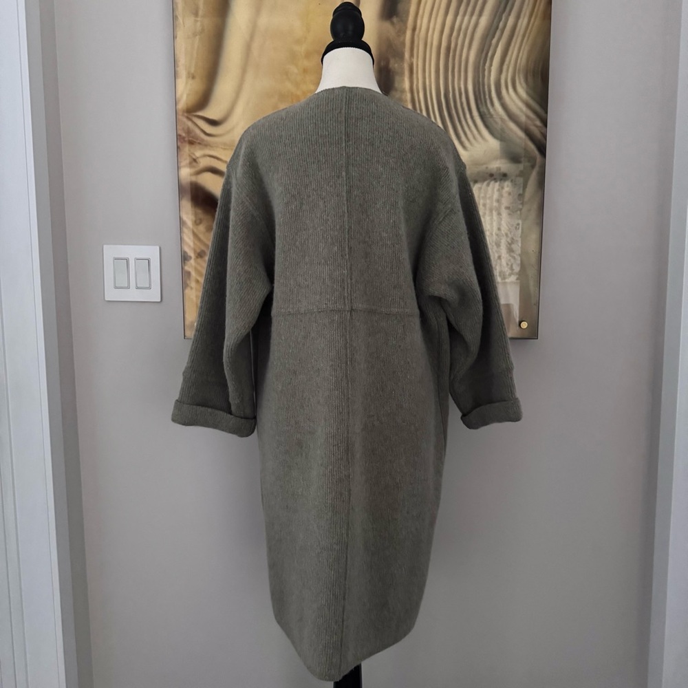 Rodier France Wool Angora Long Cardigan Jacket Green Grey S/M Relaxed Fit - Picture 4 of 12
